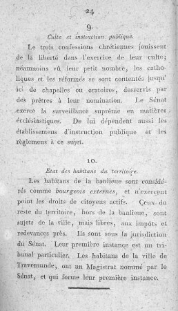 10. Etat des habitans du territoire.