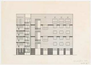 Rundhofhaus Wilhelmstraße, Berlin-Kreuzberg: Ansicht der Fassade Rahel-Varnhagen-Promenade