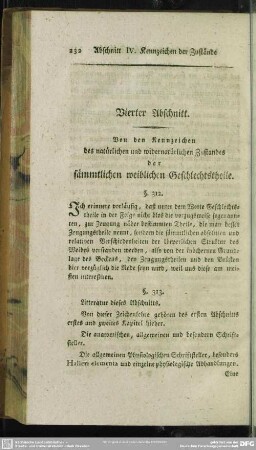 Vierter Abschnitt. Von den Kennzeichen des natürlichen und widernatürlichen Zustandes der sämmtlichen weiblichen Geschlechtstheile