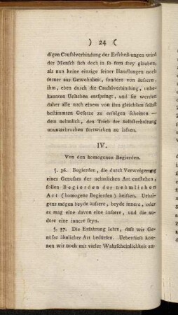 IV. Von den homogenen Begierden.