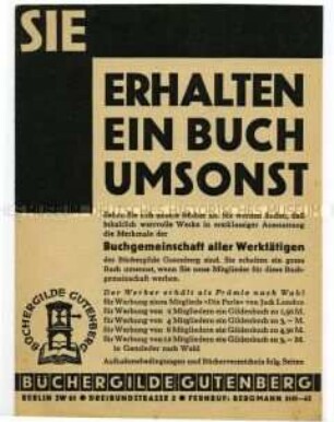 Werbeprospekt der Büchergilde Gutenberg
