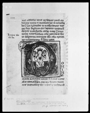 Psalterium aus dem Augsburger Dominikanerkloster — Initiale D (omine) mit thronender Königin, Folio 64verso