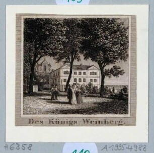 Die Alte Königliche Villa (Palais) des Königs Friedrich August II. am Weinberg in Wachwitz bei Dresden, 1825 im italienischen Stil gebaut, 1890 für größeren Neubau abgerissen