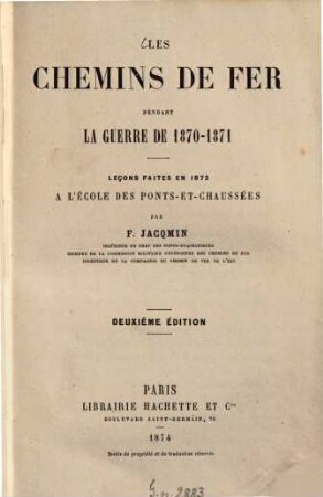 Les Chemins de fer pendant la guerre de 1870-1871