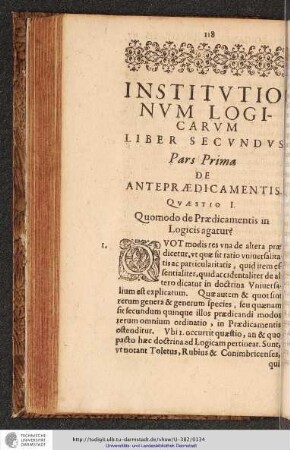 Pars Prima de Anteprædicamentis.
