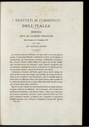 I Trattati Di Commercio Dell'Italia