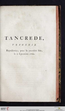 Tancrede, tragedie