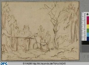 Entwurf einer bewaldeten Landschaft mit Wassermühle