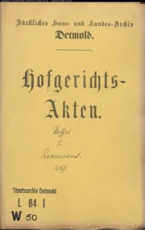 Wefel, Adolf Christoph gegen Krameramt in Detmold - Schuldforderung