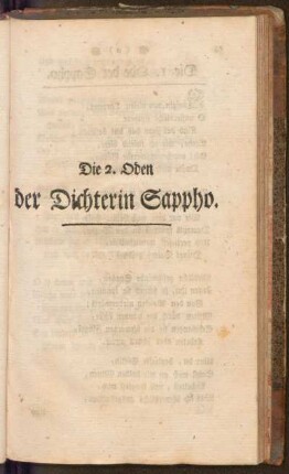 Die 2. Oden der Dichterin Sappho