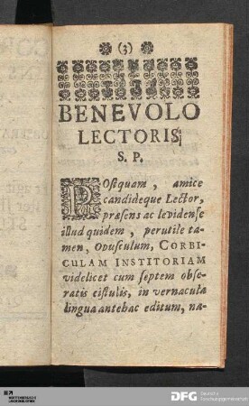 Benevolo Lectoris