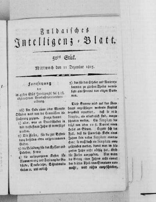 50tes Stück, Ausgabe vom 11. Dezember 1805