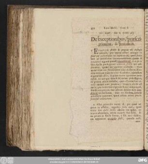 Tit. I. (VIII. 36.) De exceptionibus, praescriptionibus, & praeiudiciis.