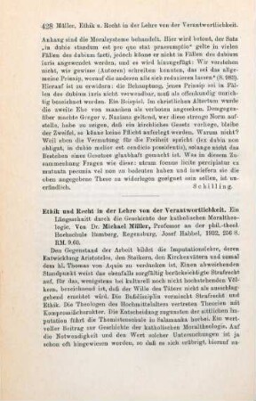 428-429 [Rezension] Müller, Michael, Ethik und Recht in der Lehre von der Verantwortlichkeit