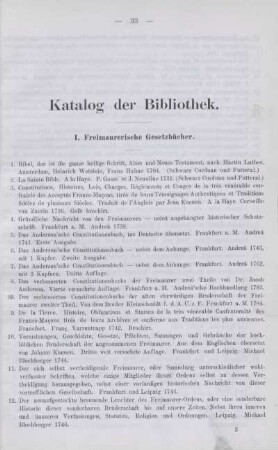 Katalog der Bibliothek.