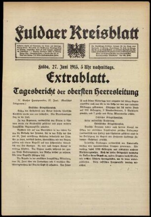 Ausgabe vom Sonntag, den 27. Juni 1915.