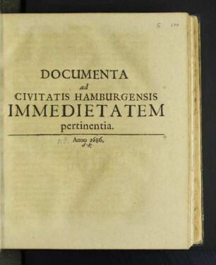 Documenta ad Civitatis Hamburgensis Immedietatem pertinentia