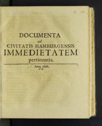 Documenta ad Civitatis Hamburgensis Immedietatem pertinentia