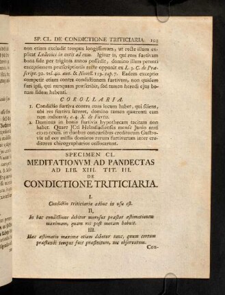 103-107, Sp. 150. De Condictione triticiaria