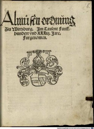 Almusen ordnung zu Wirtzburg
