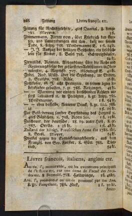 266-269, Livres francois, italiens, anglois etc.