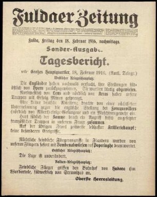 Ausgabe vom Freitag, den 18. Februar 1916.
