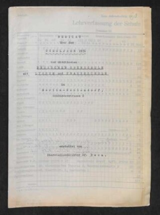 1931/32: Bericht über das Schuljahr ... der Städtischen Deutschen Oberschule mit Lyzeum und Frauenschule in Berlin-Zehlendorf - 1931/32
