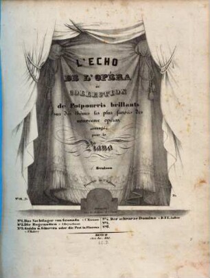 L' écho de l'opéra : ou collection de potpourris brillants sur des thèmes les plus favoris des nouveaux opéras ; arrangés pour le piano. 1, Das Nachtlager in Granada