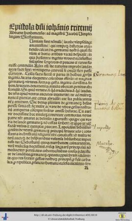 Epistola dni. iohanis tritemii.