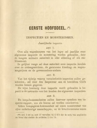 Eerste hoofddeel. Inspectien en monsteringen