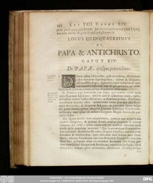 Locus Quinquagesimus De Papa & Antichristo.