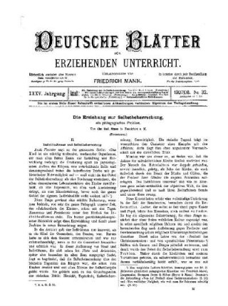 Die Erziehung von Selbstbeherrschung : ein pädagogisches Problem ; (Fortsetzung)