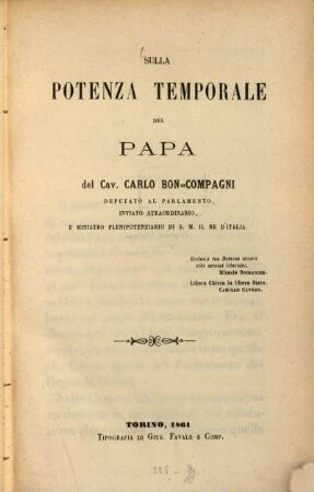 Sulla potenza temporale del papa