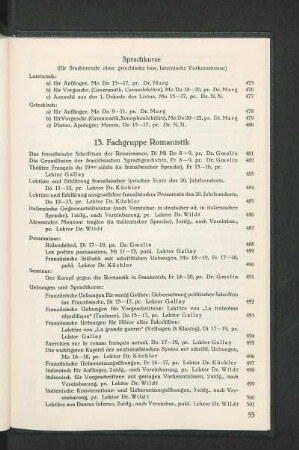 13. Fachgruppe Romanistik