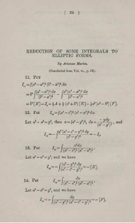 Reduction of some integrals to elliptic forms.