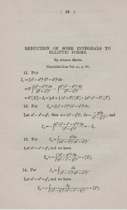 Reduction of some integrals to elliptic forms.