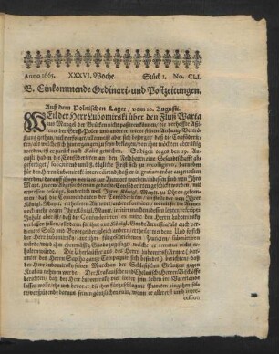1665.36: Berlin: Einkommende Ordinari Postzeitungen