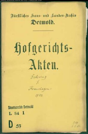 Detering, Amtsrat gegen Kronshagen zu Biemsen - Schuldforderung