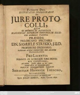 Disputatio Inauguralis De Iure Protocolli