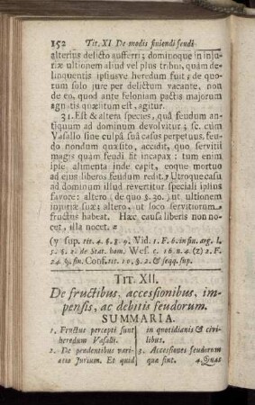 Tit. XII. De fructibus, accessionibus, impensis, ac debitis feudorum.