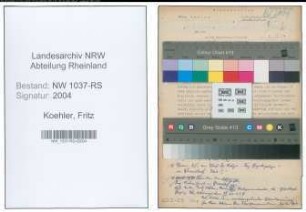 Entnazifizierung Fritz Koehler , geb. 02.02.1898 (Polizeibeamter)