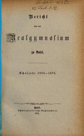 Bericht : über d. Schuljahr. 1874/75