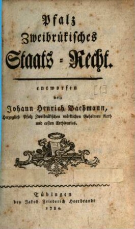 Pfalz Zweibrükisches Staats-Recht, [1]