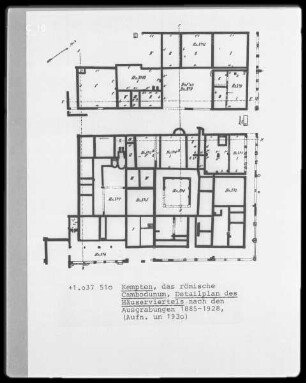 Kempten, Plan einer Insula des römischen Cambodunum nach den Ausgrabungen 1885-1928