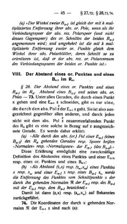VIII. Kapitel - Der Abstand eines or. Punktes und eines Bn-1 im Rn.