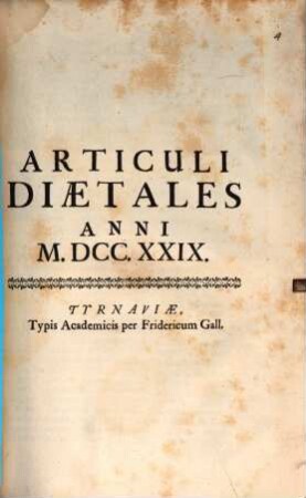 Articuli Diaetales Anni MDCC.XXIX.