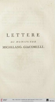 Lettere di Monsignor Michelang. Giacomelli