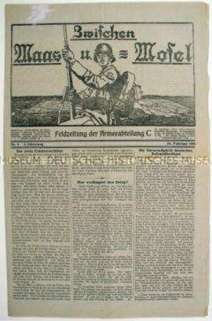 Kriegszeitung "Zwischen Maas und Mosel" u.a. zu den Friedensverhandlungen von Brest-Litowsk