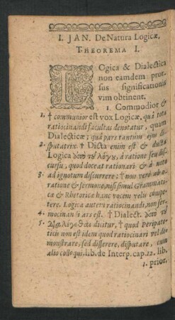 I. Jan. De Natura Logicae.