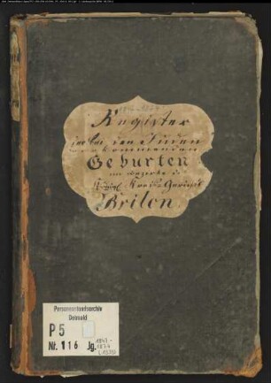 Zivilstandsregister der Juden mit den Orten Alme, Altenbüren, Antfeld, Assinghausen, Beringhausen, Bigge, Brilon, Giershagen, Helminghausen, Madfeld, Messinghausen, Padberg, Rösenbeck Thülen (G 1847-1874) (Gemeinde: Brilon, Kreis Brilon)